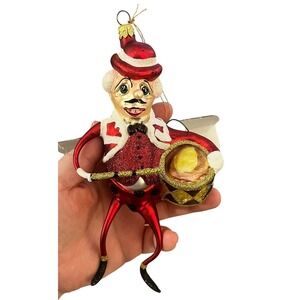 NIB White Hurst Blown Glass Hand Painted Vintage Drummer Ornament